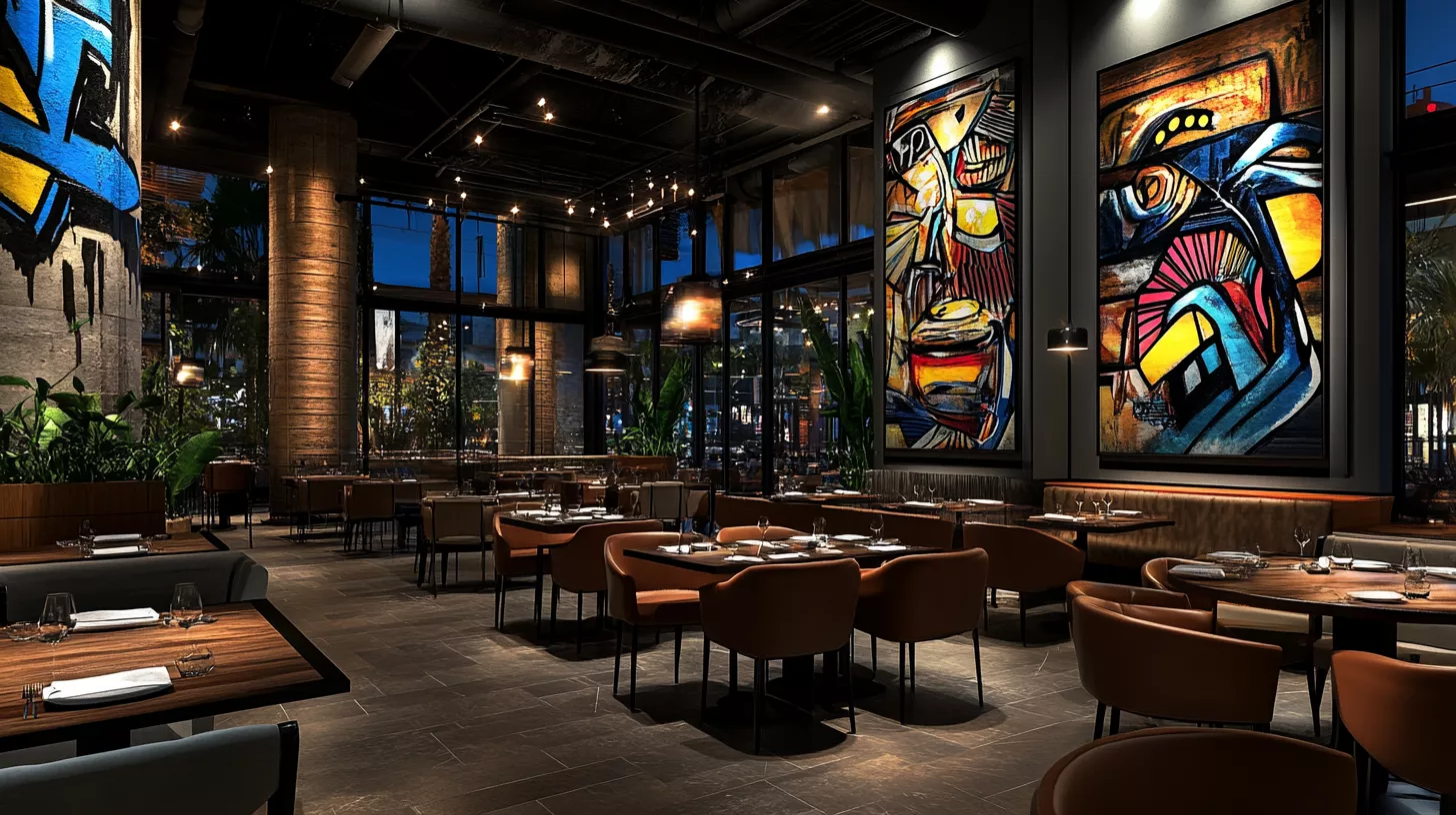 Unique visual identity in restaurant design: bold colors and innovative decorations to attract customers Unique visual identity in restaurant design: bold colors and innovative decorations to attract customers